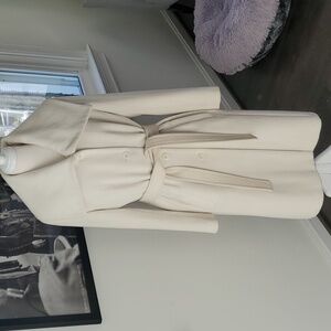 Calvin Klein ivory/cream angora and wool shawl collar wrap coat size 8